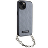 Etui Karl Lagerfeld Saffiano Monogram Chain na iPhone 14 - srebrne