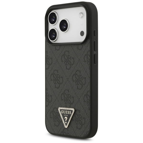 Etui Guess Leather 4G Triangle Strass    MagSafe do iPhone 17 Pro czarny