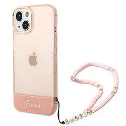 Guess GUHCP14MHGCOHP iPhone 14 Plus / 15 Plus 6.7" różowy/pink hardcase Translucent Pearl Strap