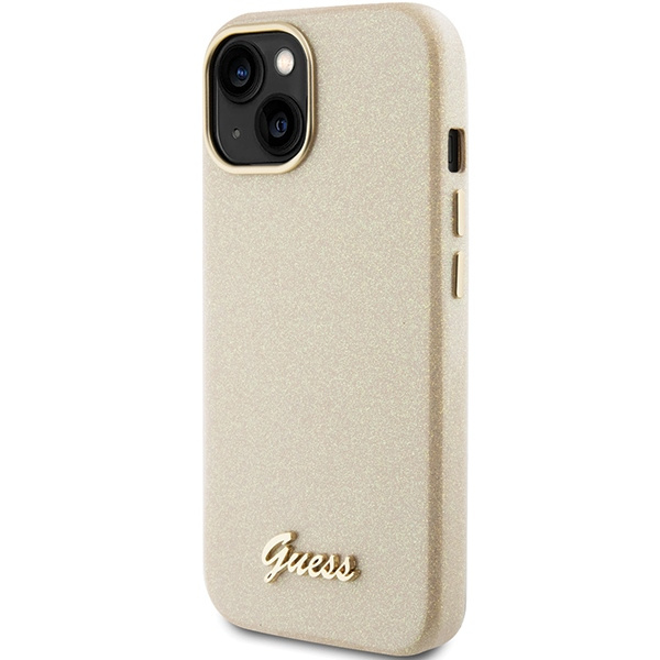 Guess GUHCP15SPGMCSD iPhone 15 / 14 / 13 6.1" złoty/light gold hardcase Glitter Glossy Script