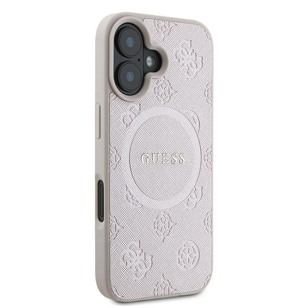 Guess GUHMP16MPSAPSMEP iPhone 16 Plus6.7" różowy/pink hardcase Saffiano Peony Classic Logo MagSafe