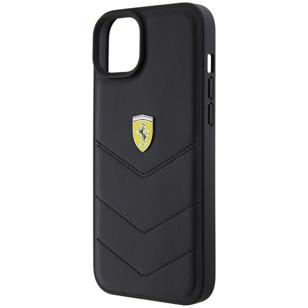 Etui Ferrari Quilted Metal Logo do iPhone 15 Plus - czarne