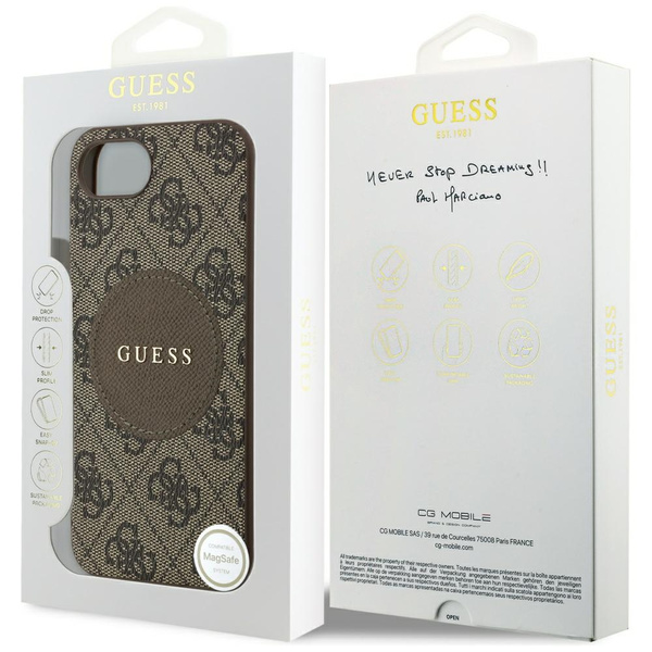 Etui Guess 4G Circle Classic Logo        MagSafe do iPhone 16e brązowy