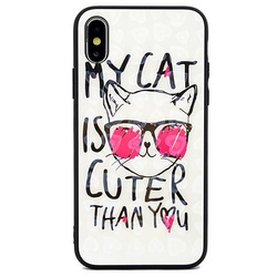 CASE HEARTS GLASS IPHONE X / XS PATTERN 2 (MY CAT)