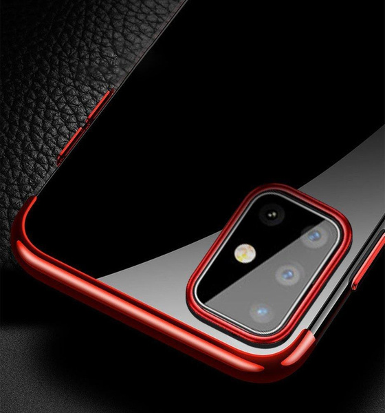 CLEAR COLOR CASE GEL TPU ELECTROPLATING FRAME COVER FOR SAMSUNG GALAXY A72 4G BLACK