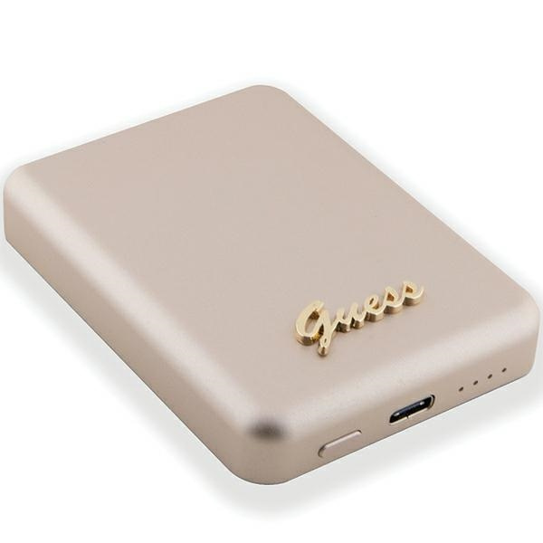 Guess Powerbank indukcyjny 15WGUPBM5ALGSGD 5000mAh złoty/gold MagSafe Metal Script Logo