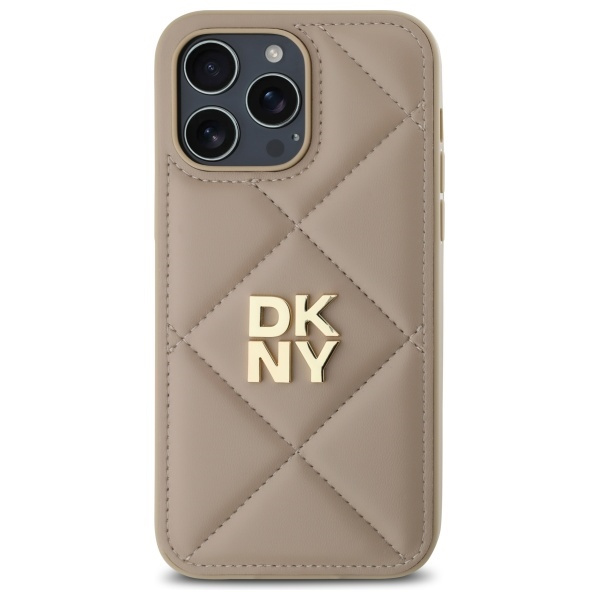 DKNY DKHCP14LPQDSLE iPhone 14 Pro 6.1"   beżowy/beige Quilted Stack Logo