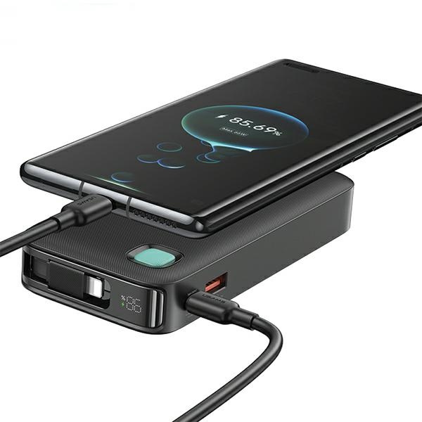 USAMS Powerbank ze zwijanym kablem Retractable Lightning 10000 mAh PD 20W Fast Charge XY Series biały/white 10KCD22502 (US-CD225)