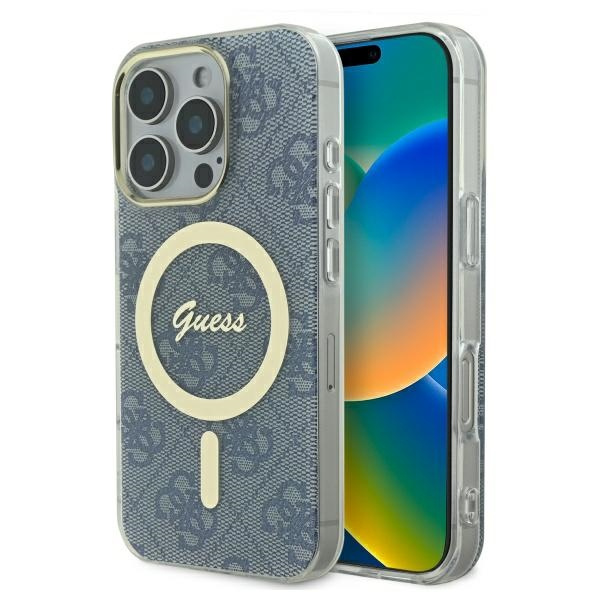 Guess GUHMP16LH4STB iPhone 16 Pro6.3" niebieski/blue hardcase IML 4G MagSafe