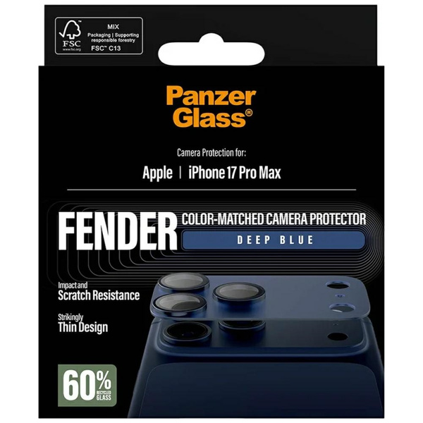 Szkło hartowane na obiektyw PanzerGlass Fender Camera Protector do iPhone 17 Pro Max niebieski