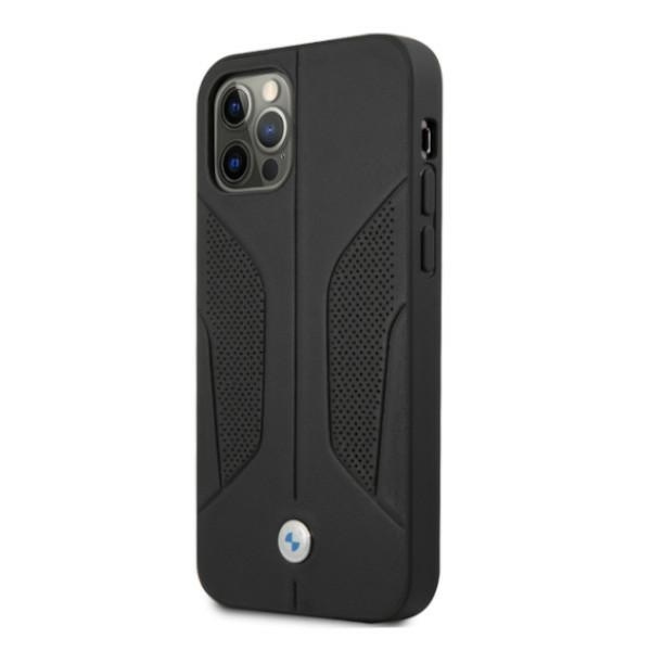 Etui BMW Leather Perforate Sides na iPhone 12 Pro Max - czarne