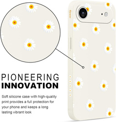 Etui Pnakqil iPhone 17 Pro, modne małe stokrotki, floral design czarne pudełko