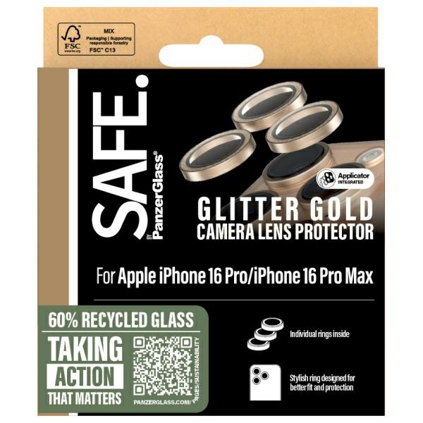 SAFE by PanzerGlass iPhone 16 Pro 6.3" / 16 Pro Max 6.9" Lens Protector złoty/glitter gold SAFE95895