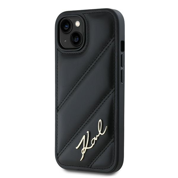 KARL LAGERFELD KLHCP13MPQDSMGK IPHONE 13 6.1" BLACK/BLACK HARDCASE DIAGONAL QUILTED SCRIPT