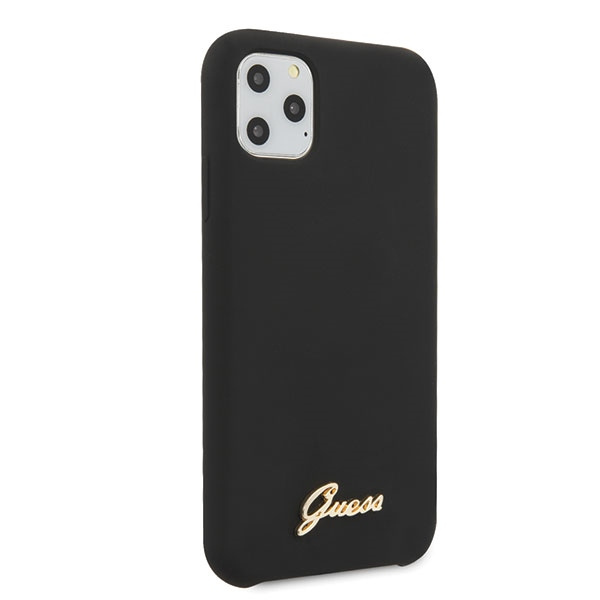 Guess GUHCN65LSLMGBK iPhone 11 Pro Max black/czarny hard case Silicone Vintage Gold Logo