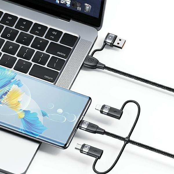 USAMS Kabel U85 2xUSB-C/USB/Micro-USB/ Lightning 6w1 2m 100W PD Fast Charge fioletowy/purple SJ646USB02 (US-SJ646)