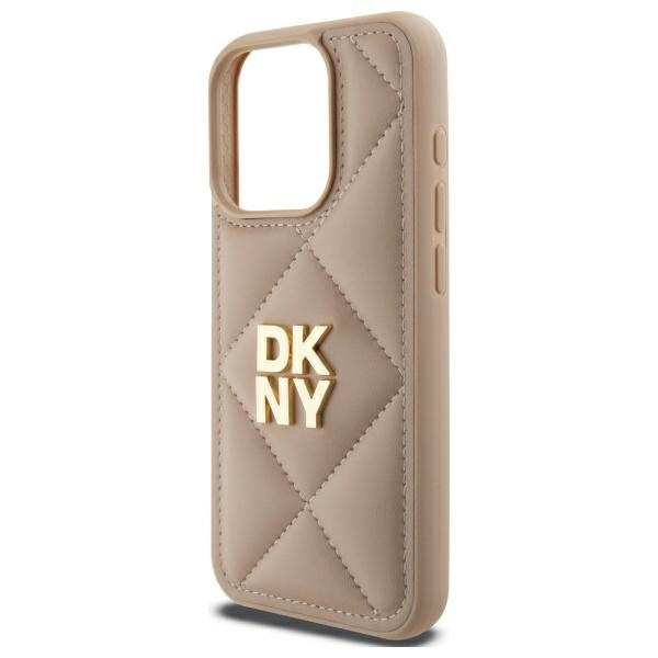 DKNY DKHCP15LPQDSLE iPhone 15 Pro 6.1"   beżowy/beige Quilted Stack Logo