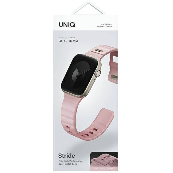 UNIQ pasek Stride Apple Watch Series1/2/3/4/5/6/7/8/9/SE/SE2 38/40/41mm FKM Rubber Strap różowy/pale pink