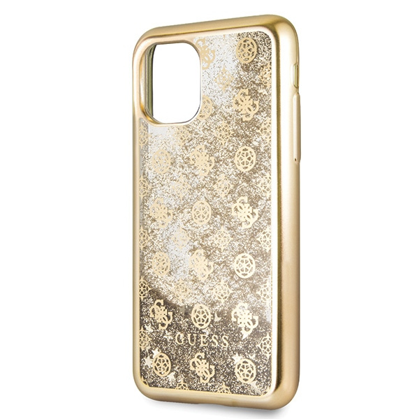 Guess GUHCN58PEOLGGO iPhone 11 Prozłoty/gold hard case 4G Peony Liquid Glitter