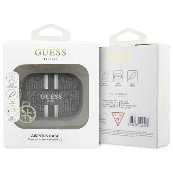 Guess GUAP2P4RPSW AirPods Pro 2          (2022/2023) cover brązowy/brown 4G Printed Stripes Charm