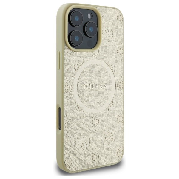 Guess GUHMP16XPSAPSMED iPhone 16 Pro Max6.9" złoty/gold hardcase Saffiano Peony Classic Logo MagSafe
