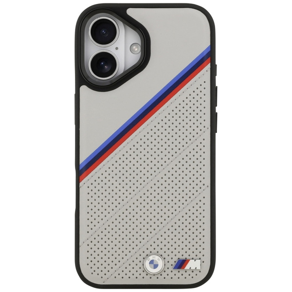 Etui BMW M Tricolor Metal Logo MagSafe   do iPhone 17 szary