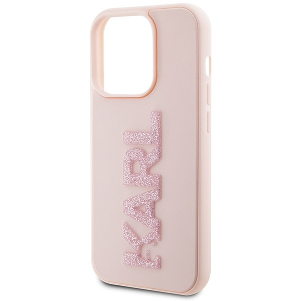 Etui Karl Lagerfeld 3D Rubber Glitter Logo na iPhone 15 Pro - różowe