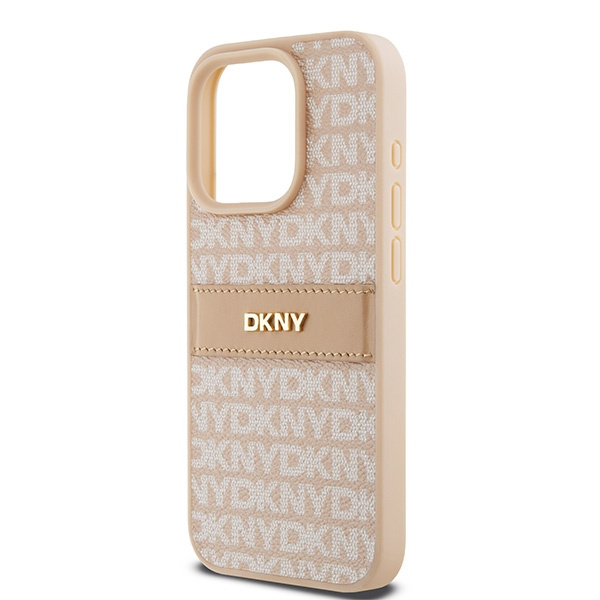 DKNY DKHCP15LPRTHSLP iPhone 15 Pro6.1" różowy/pink hardcase Leather Mono Stripe & Metal Logo