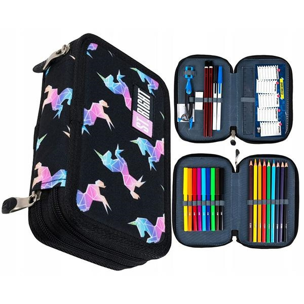 Piórnik Podwójny z WyposażeniemStright PC-04 tęczowe jednorożce/rainbow unicorns