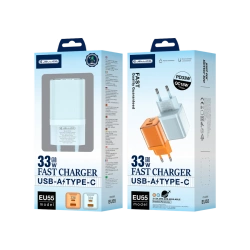 JELLICO ładowarka sieciowa EU55 GaN PD 33W 1xUSB-C + 1xUSB QC3.0 Niebieski