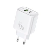 FONENG ładowarka sieciowa EU67 PD 45W 1xUSB-C + 1xUSB QC3.0 + kabel USB-C - USB-C Biały