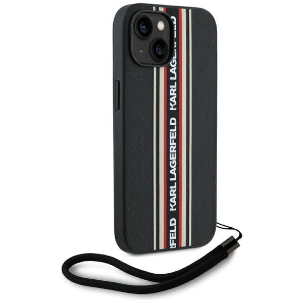 Etui Karl Lagerfeld Saffiano Athleisure  Stripes Cord do iPhone 15 czerwony