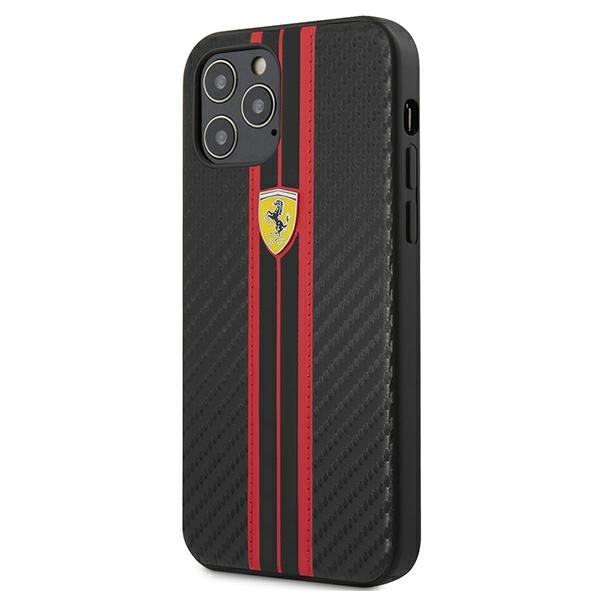 Ferrari FESNECHCP12MRE iPhone 12/12 Pro 6,1" czarny/black hardcase On Track PU Carbon