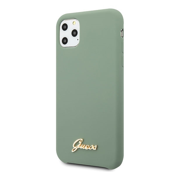 Guess GUHCN65LSLMGKA iPhone 11 Pro Max khaki hard case Silicone Vintage Gold Logo