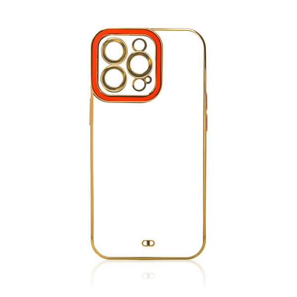 FASHION CASE FOR IPHONE 13 PRO GOLD FRAME GEL COVER RED