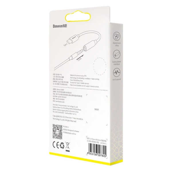 Baseus L54 adapter for USB-C headphones / mini jack 3.5mm DAC 24 bit 48 KHz - black