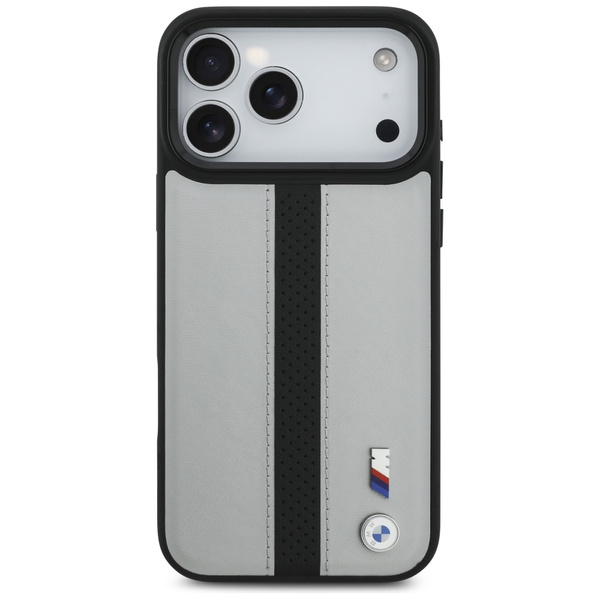 Etui BMW M Perforated Stripe Logo        MagSafe do iPhone 17 Pro Max szary