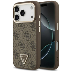 Etui Guess 4G Triangle Logo MagSafe do iPhone 17 Pro brązowy złoty