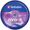 Płyta DVD+R Verbatim 4.7GB 16X 100szt    srebrny 43551