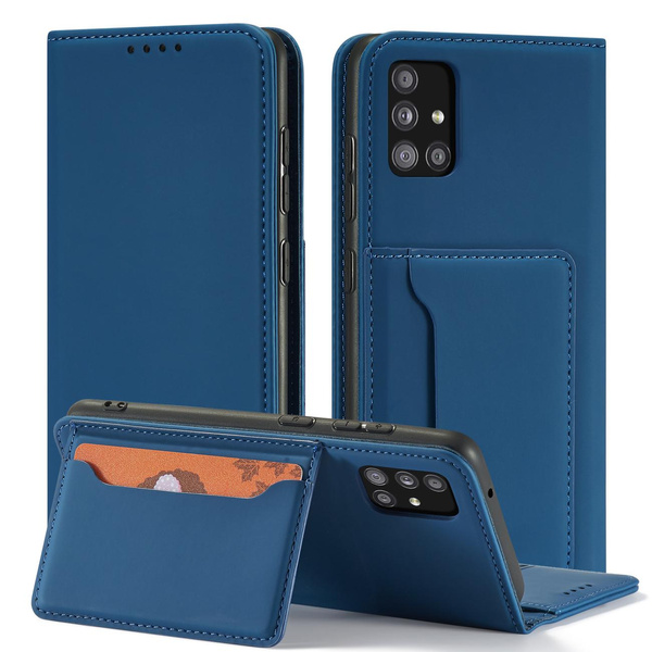 Magnet Card Case etui do Xiaomi Redmi Note 11 Pro pokrowiec portfel na karty kartę podstawka niebieski