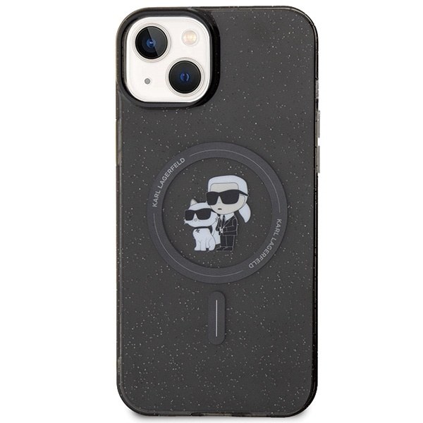 Etui Karl Lagerfeld Karl&Choupette Glitter MagSafe na iPhone 15 Plus - czarne