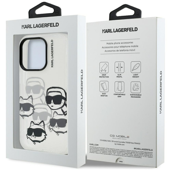 Etui Karl Lagerfeld IML Multi K&C Head   Pattern do iPhone 16 Pro Max przezroczysty