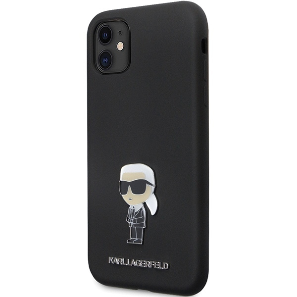 Etui Karl Lagerfeld Silicone Ikonik Metal Pin na iPhone 11 / Xr - czarne