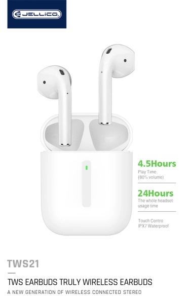 JELLICO wireless earphones TWS21 White