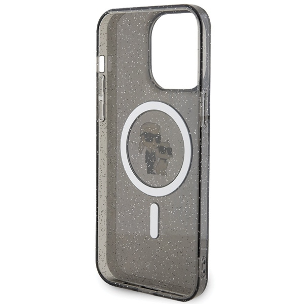 Etui Karl Lagerfeld Karl&Choupette Glitter MagSafe na iPhone 15 Pro Max - czarne