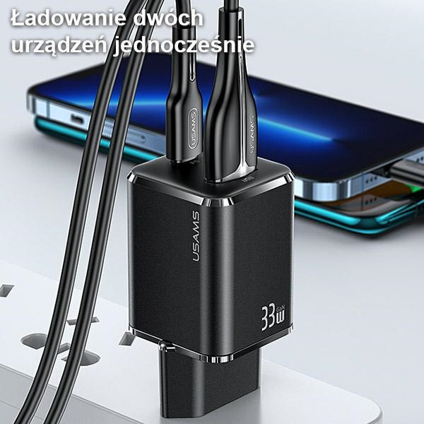 USAMS Ład. siec. 1xUSB-C+1xUSB T43 33W(only head) PD3.0 +QC3.0 Fast Charging biały/white CC144TC02 (US-CC144)