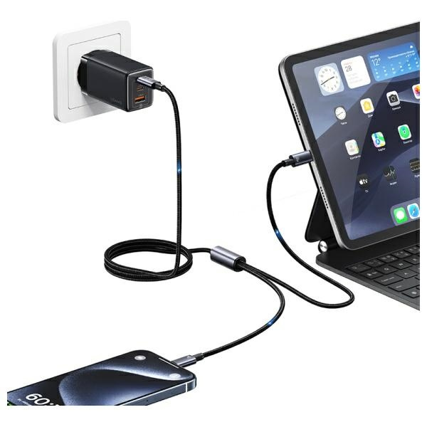 USAMS Kabel 2w1 2xUSB-C 72W 1,2m          Aluminum Alloy Data Cable Sufeng Series SJ740USB101 (US-SJ740)