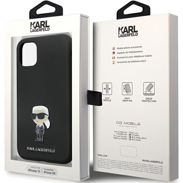 Etui Karl Lagerfeld Silicone Ikonik Metal Pin na iPhone 11 / Xr - czarne