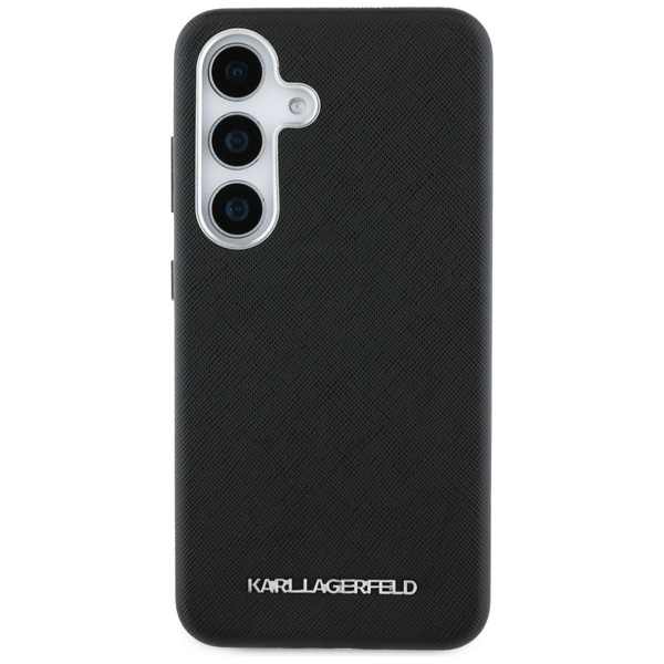 Etui Karl Lagerfeld Saffiano Full         Wrapped Elongated Metal Logo MagSafe do Samsung Galaxy S25 czarny