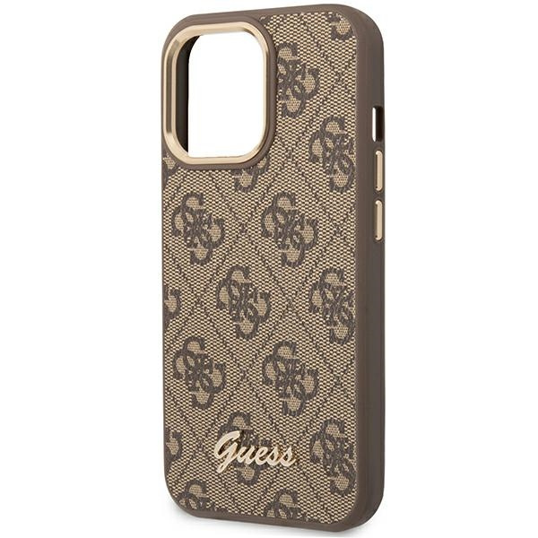 Guess GUHCP14LHG4SHW iPhone 14 Pro6,1" brązowy/brown hard case 4G Vintage Gold Logo